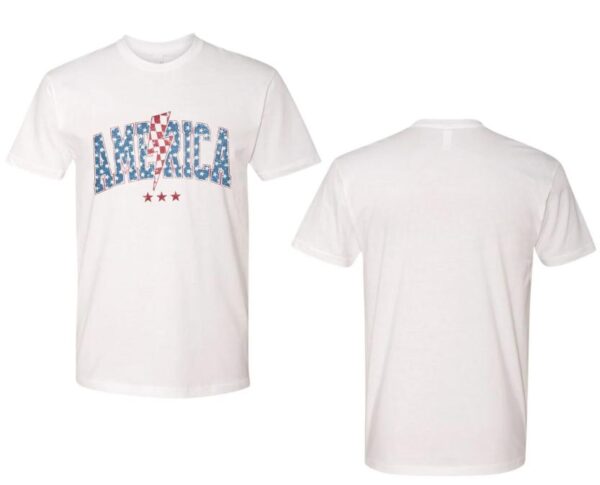 America, Retro, USA Great Again, Lightening Bolt, USA, Patriotic, Comfort Colors Tee, Patriotic, USA Cotton Top - Image 2