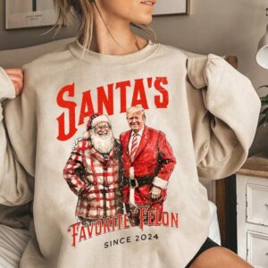 Santa?s Favorite Felon Since 2024 Sweatshirt – Hoodie – Tshirt, Trump Christmas Shirt, Christmas Gift For Republican, Shirt For Trump Supporters, Election 2024, Full Colors, Full Sizes