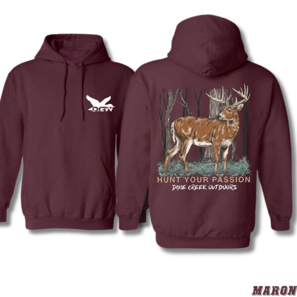 Dixiee Creek Outdoors Hoodie, Deer Hunting Design, Camo Country Hoodies, Perfect for Outdoor Enthusiasts, Ideal for Casual Wear - Image 2