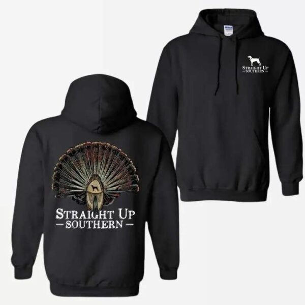 Straight Up Southern Hoodie, Turkey Fan Design, Comfortable and Durable Camo Country Hoodies, Perfect for Outdoor Enthusiasts, Ideal for Men and Women. , Winter Fashion - Image 3