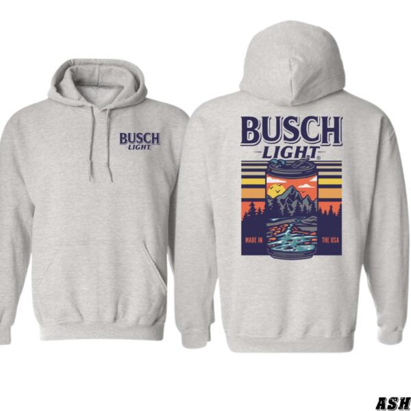 Busch iLight "Mountain Sunset Can" Unisex Hoodie, Ideal for Outdoor Adventures and Casual Outings , Hoodie Design - Image 2