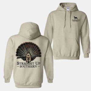 Straight Up Southern Hoodie, Turkey Fan Design, Comfortable and Durable Camo Country Hoodies, Perfect for Outdoor Enthusiasts, Ideal for Men and Women. , Winter Fashion