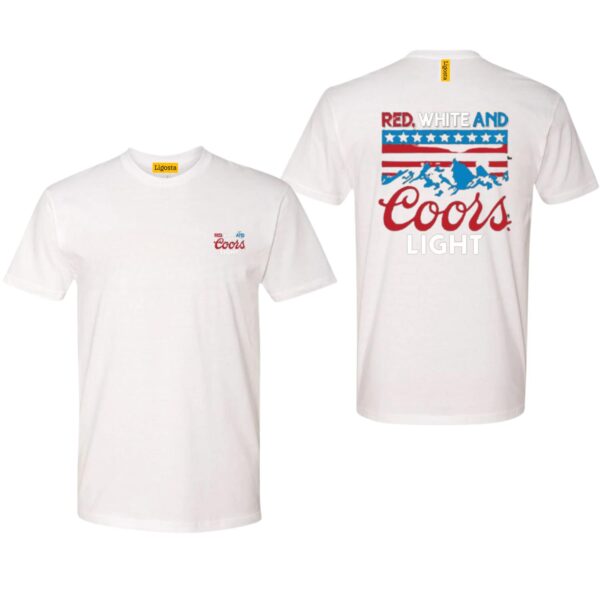 Coors Light TShirt, Red, White, and Blue Stars and Stripes Design with Iconic Mountain Logo, Perfect for Beer Lovers and Outdoor Enthusiasts, Cozy and Stylish Apparel to Celebrate Your Love, Street Life Style