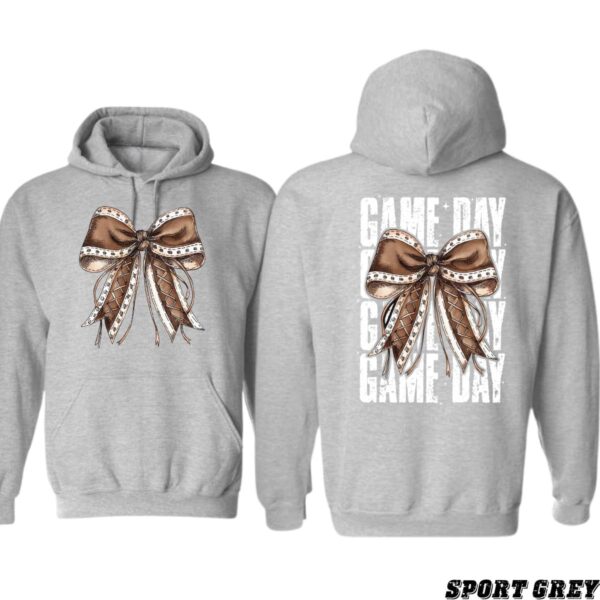 Sports Bow Hoodie, Elegant Game Day Design, Ideal for Cheerful Celebrations, Perfect for Comfort and Style, Unisex Hoodie for Men and Women , Hoodie Design - Image 3