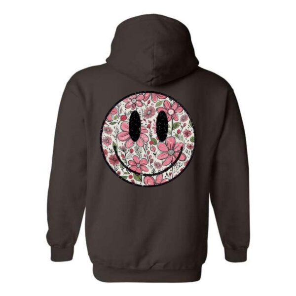 Floral Smiley Face Hoodie, Cheerful and Whimsical Design, Perfect for a Fun and Casual Look, Comfortable and Stylish, Hoodie For Men, Hoodie For Women , Hoodie Design - Image 3