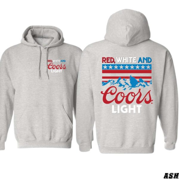 Coors Light Hoodie, Red, White, and Blue Stars and Stripes Design with Iconic Mountain Logo, Perfect for Beer Lovers and Outdoor Enthusiasts, Cozy and Stylish Apparel to Celebrate Your Love for Coors Light , Winter Fashion - Image 2