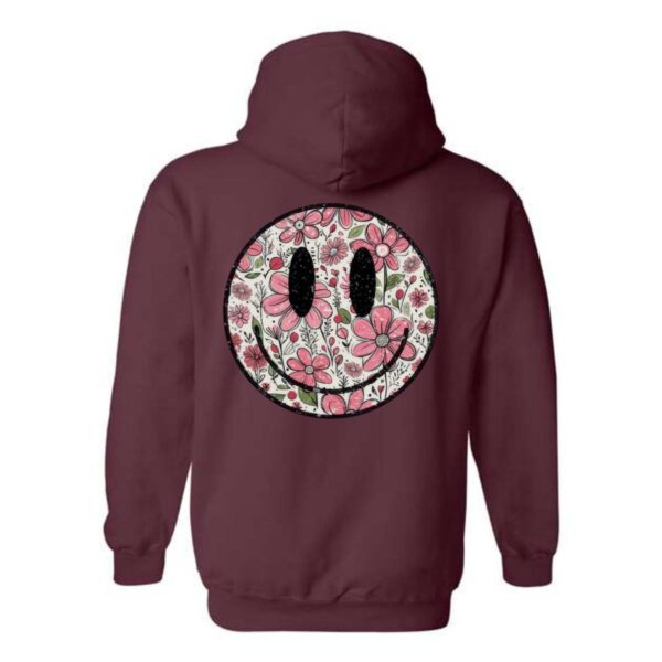Floral Smiley Face Hoodie, Cheerful and Whimsical Design, Perfect for a Fun and Casual Look, Comfortable and Stylish, Hoodie For Men, Hoodie For Women , Hoodie Design - Image 8