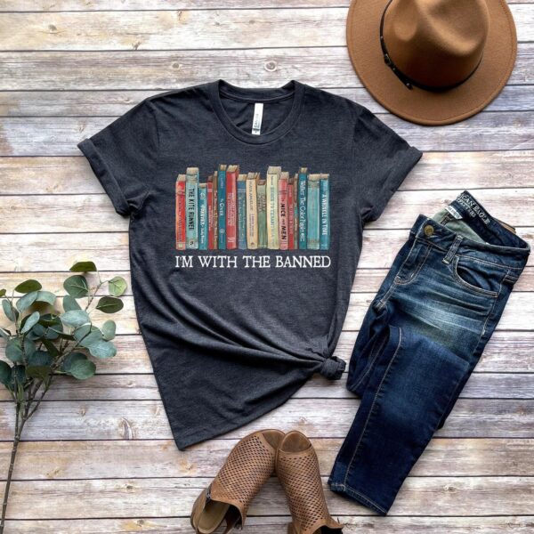 I'm With The Banned, Banned Books Shirt, Banned Books T-shirt, Unisex Super Soft Premium Graphic T-Shirt, Reading Shirt. Librarian T-Shirt, Street Life Style, Trending T-Shirts - Image 3