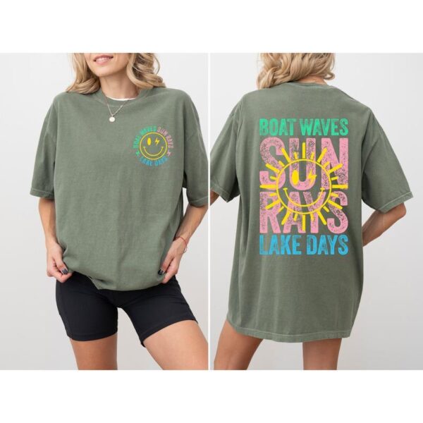 Boat Waves, Sun Rays, Retro Summer Sublimation Designs, Lake Days, Lake Hair Design, Comfort Colors Tee Cotton Top - Image 4