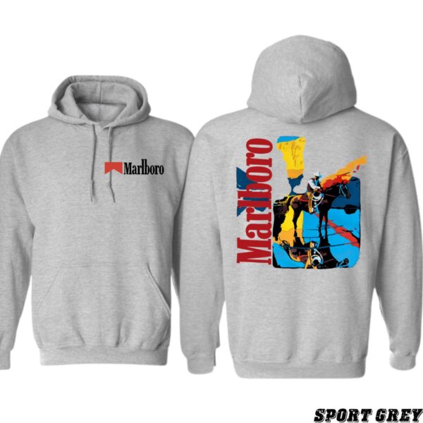 Marlboro Hoodie, Vibrant Cowboy Graphic with Classic Branding, Ideal for Western Enthusiasts, Durable and Comfortable Fabric, Perfect for Unisex Casual Wear, Elevate Your Style with This Bold Statement Piece , Winter Fashion - Image 4
