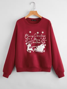 Pullover mit sehr tief angesetzter Schulterpartie, Weihnachten & Buchstaben Grafik queqweqweqweqweqweqwequeqweqweqweqweqweqweqwewqeqweqweqweqweqweqw