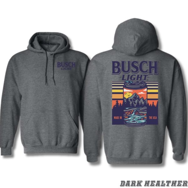 Busch iLight "Mountain Sunset Can" Unisex Hoodie, Ideal for Outdoor Adventures and Casual Outings , Hoodie Design - Image 9