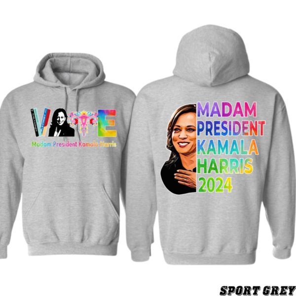 Madam President Kamala Harris Hoodie, Vibrant Vote and Campaign Design for 2024, Perfect for Supporters, Menswear Unisex, Street Life Style - Image 4