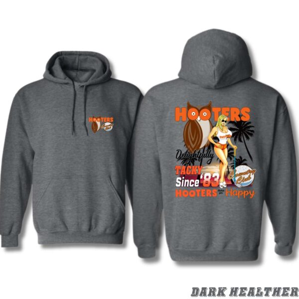 Hooters Delightfully Tacky Since '83 Hoodie, Classic Retro Design Celebrating Iconic Hooters Style, Menswear Sweaters, Street Life Style - Image 3