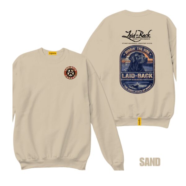 Ligosta Vintage, Laid-Back Sweatshirt, Unisex Sweatshirt Featuring Diggin' The Vibe Dog Graphic, Perfect For Relaxed Style Fans 27 - Image 6