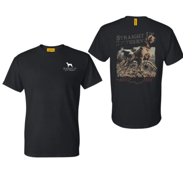 Straight Up Southern TShirt, Camo Country TShirts, Bred to be Free Hunting Dog Design, Country boy clothing, Ideal for Outdoor Enthusiasts, Comfortable and Durable, TShirt For Men, TShirt For Women, Street Life Style - Image 2