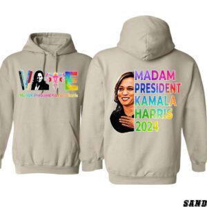 Madam President Kamala Harris Hoodie, Vibrant Vote and Campaign Design for 2024, Perfect for Supporters, Menswear Unisex, Street Life Style