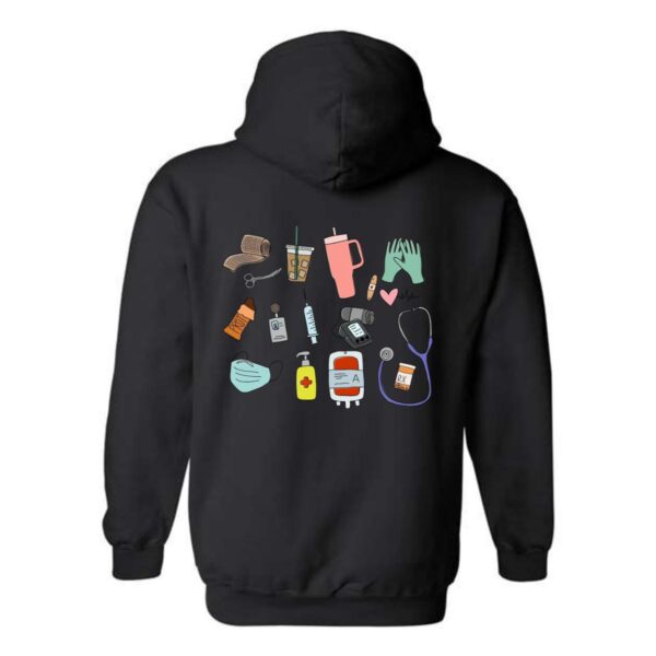 Medical Essentials Hoodie, Fun and Colorful Healthcare Design, Medical Professionals and Enthusiasts, Menswear Unisex, Street Life Style - Image 3