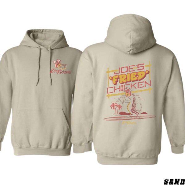 Joe's Fried Chicken Hoodie, Retro Surfing Chicken Design, Perfect for Food Lovers and Beach Vibes, Ideal for Casual Comfort, Fun and Stylish, Unisex Hoodie for Men and Women , Winter Fashion - Image 3