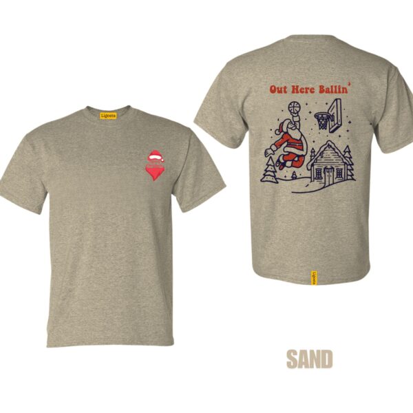 Ligosta Holiday Sports Collection T-Shirt, Unisex T-Shirt Featuring Out Here Ballin' Santa Basketball Design, Perfect For Xmas Fun 06 - Image 6