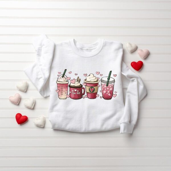 Valentines Day Sweatshirt for Women, Coffee Sweater, Loose Fit - Fabric - Image 5