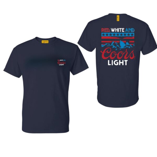 Coors Light TShirt, Red, White, and Blue Stars and Stripes Design with Iconic Mountain Logo, Perfect for Beer Lovers and Outdoor Enthusiasts, Cozy and Stylish Apparel to Celebrate Your Love, Street Life Style - Image 3