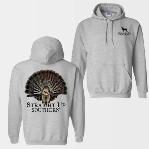 Straight Up Southern Hoodie, Turkey Fan Design, Comfortable and Durable Camo Country Hoodies, Perfect for Outdoor Enthusiasts, Ideal for Men and Women. , Winter Fashion - Image 2