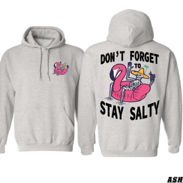 Stay Salty Flamingo Skeleton Design, Casual Wear Hoodie, Fun and Beachy Style , Hoodie Design - Image 9