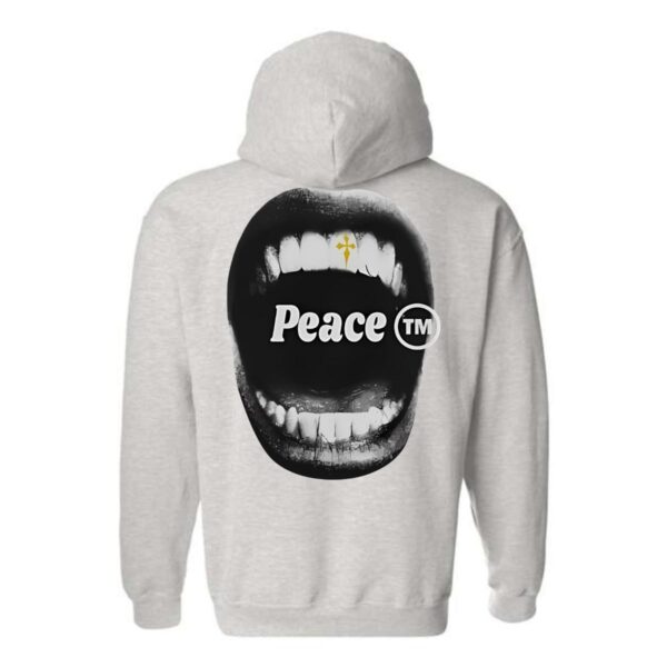 Peace Hoodie, Bold Mouth Design with Peace TM Symbol, Perfect for Making a Statement, Ideal for Casual Wear, Comfortable and Stylish, Hoodie For Men, Hoodie For Women , Hoodie Design - Image 2