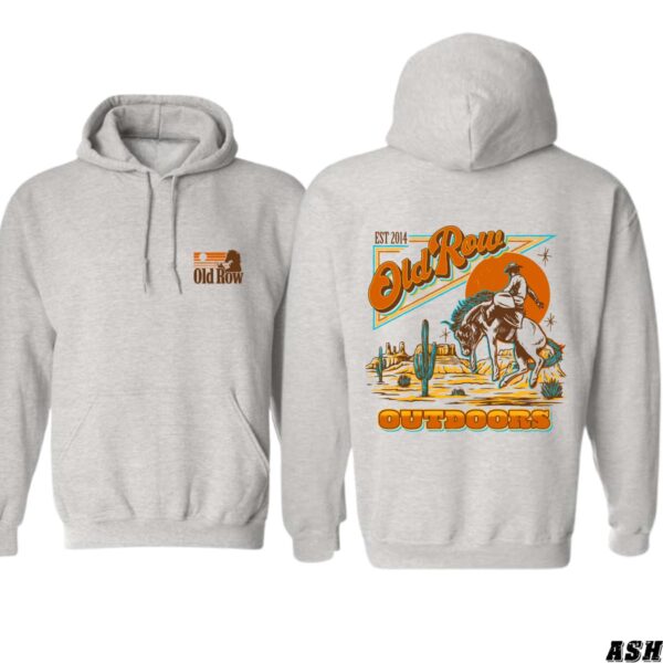 Old Row Outdoors Hoodie, Retro Western Cowboy Design, Cactus Desert Scene, Adventure Enthusiasts and Western Style Lovers - Image 5