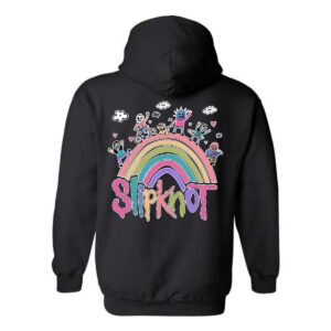 Slipknot Hoodie, Fun and Whimsical Rainbow Design, Perfect for Fans of the Band, Ideal for Casual Wear, Menswear Unisex