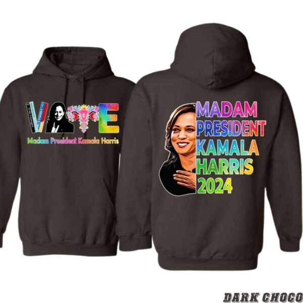Madam President Kamala Harris Hoodie, Vibrant Vote and Campaign Design for 2024, Perfect for Supporters, Menswear Unisex, Street Life Style - Image 5