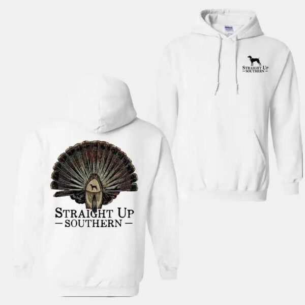 Straight Up Southern Hoodie, Turkey Fan Design, Comfortable and Durable Camo Country Hoodies, Perfect for Outdoor Enthusiasts, Ideal for Men and Women. , Winter Fashion - Image 4