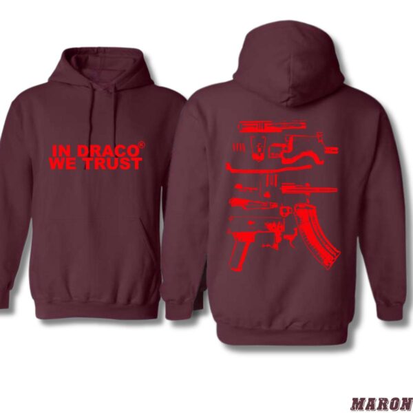 In Draco We Trust Hoodie, Red Gunn Parts Design Shirt, Trendy Hoodie for Men and Women , Street Life Style, Street Life Style - Image 3