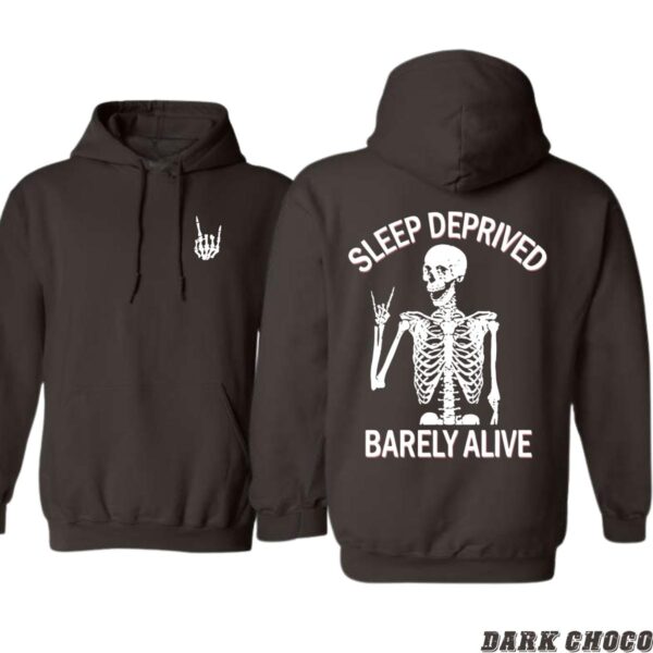 Sleep Deprived Barely Alive Skeleton Design, Casual Wear Hoodie, Humorous and Edgy Style , Street Life Style, Street Life Style - Image 5