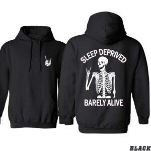 Sleep Deprived Barely Alive Skeleton Design, Casual Wear Hoodie, Humorous and Edgy Style , Street Life Style, Street Life Style