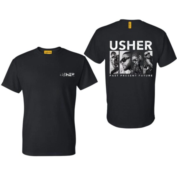 Usher Past Present Future Graphic TShirt, Retro Usher Evolution Tee Celebrate His Journey, Usher Fan Tribute Shirt Timeless Design, Usher Legacy Graphic Tee - Image 2