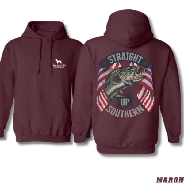 Straight Up Southern Hoodie, Camo Country Hoodies, Patriotic Fish Design, Perfect for Fishing Enthusiasts, Comfortable and Warm, Hoodie For Men, Hoodie For Women . Tops Underwear, Hoodie Design - Image 2
