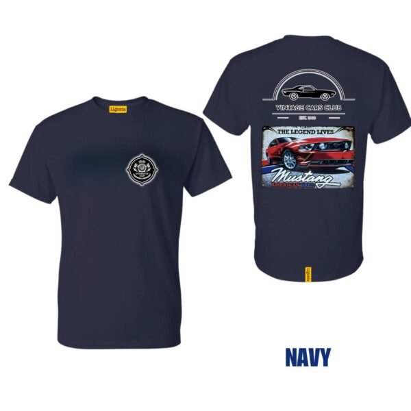 Ligosta Vintage, Cars Club Collection T-Shirt, Unisex T-Shirt Featuring Mustang American Bred Graphic, Perfect For Muscle Car Enthusiasts - Image 2