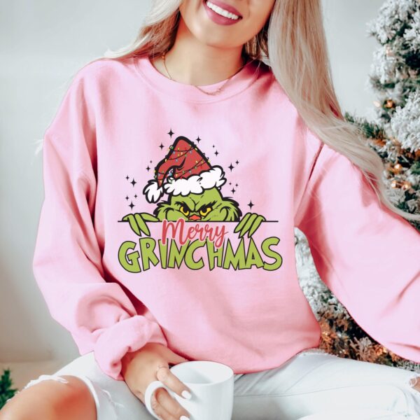 Christmas Merry Grinchmas Crewneck Sweatshirt, Whimsical Funny Grinch Sweater, Festive Retro Shirt, Xmas Hoodie, Grinch Holidays Jumper - Image 4