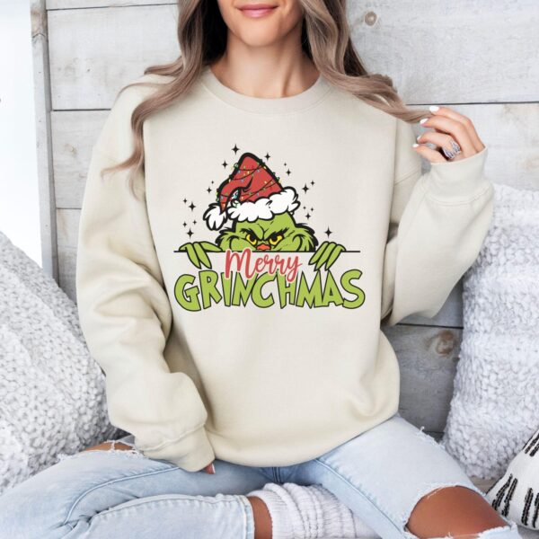 Christmas Merry Grinchmas Crewneck Sweatshirt, Whimsical Funny Grinch Sweater, Festive Retro Shirt, Xmas Hoodie, Grinch Holidays Jumper