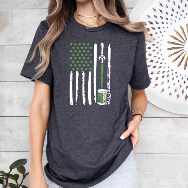 St Patrick's Day USA Flag Shirt, Men's Funny St Patrick's Day Drinking Team, Beer Lover Saint Patrick's, St Paddy Irish Men - Image 4