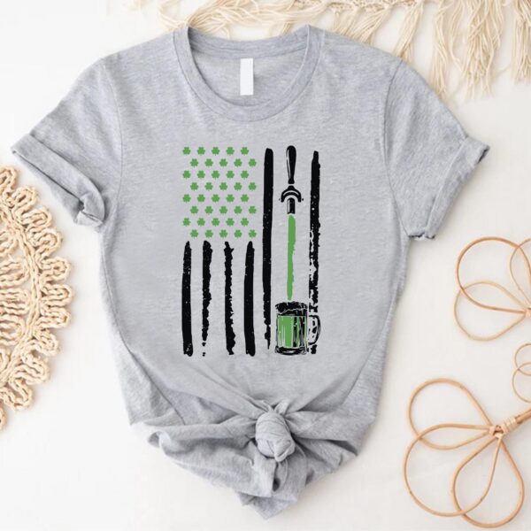 St Patrick's Day USA Flag Shirt, Men's Funny St Patrick's Day Drinking Team, Beer Lover Saint Patrick's, St Paddy Irish Men - Image 2