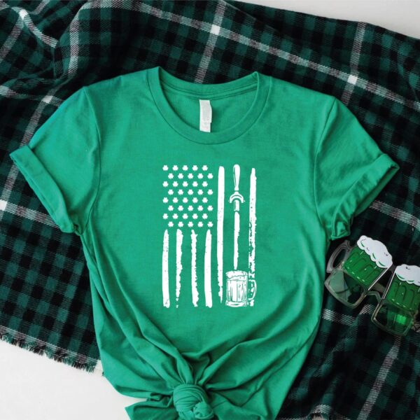 St Patrick's Day USA Flag Shirt, Men's Funny St Patrick's Day Drinking Team, Beer Lover Saint Patrick's, St Paddy Irish Men - Image 3