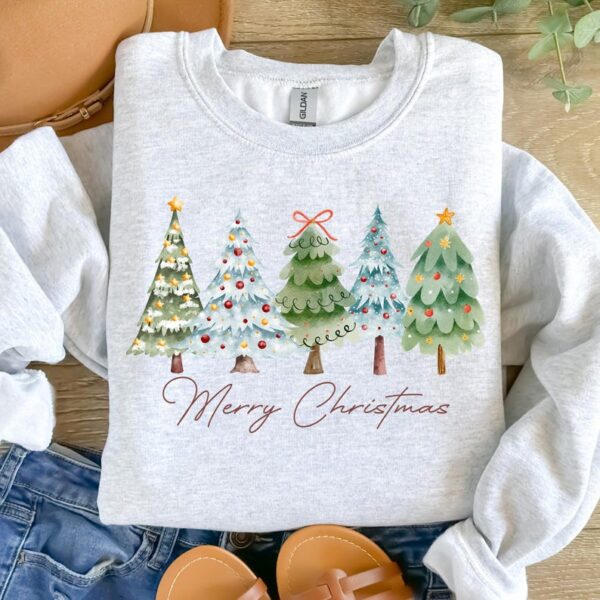 Merry Christmas TShirt, Christmas Tree TShirt, Vintage Christmas Tshirt, Classic Christmas, Tis the Season, Xmas Holiday, Merry and Bright - Image 3
