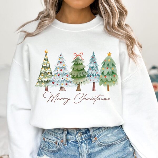 Merry Christmas TShirt, Christmas Tree TShirt, Vintage Christmas Tshirt, Classic Christmas, Tis the Season, Xmas Holiday, Merry and Bright - Image 4