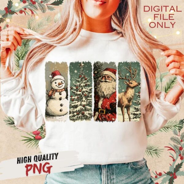 Retro Christmas SweatShirt, Vintage Christmas, Santa Claus, Christmas Sublimation, Merry Christmas, T-shirt design - Image 7