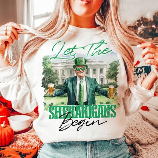 Let The Shenanigans Begin png, St Patricks Day png, Funny Trump png, Trump St patricks png, Trump png, Shamrock png, Sublimation Designs - Image 3