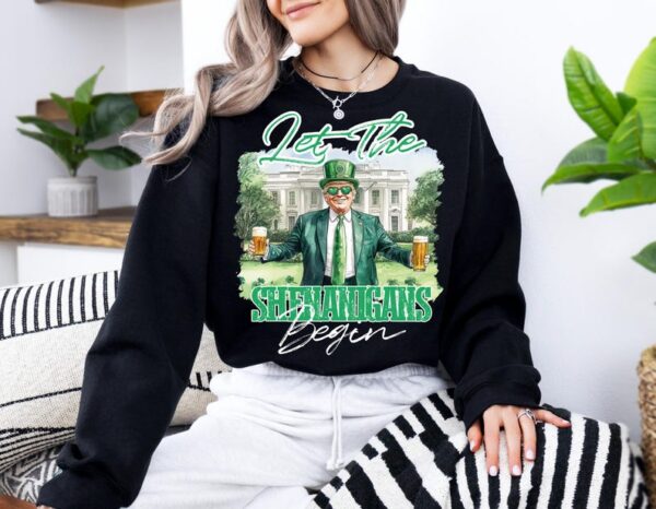 Let The Shenanigans Begin png, St Patricks Day png, Funny Trump png, Trump St patricks png, Trump png, Shamrock png, Sublimation Designs - Image 6