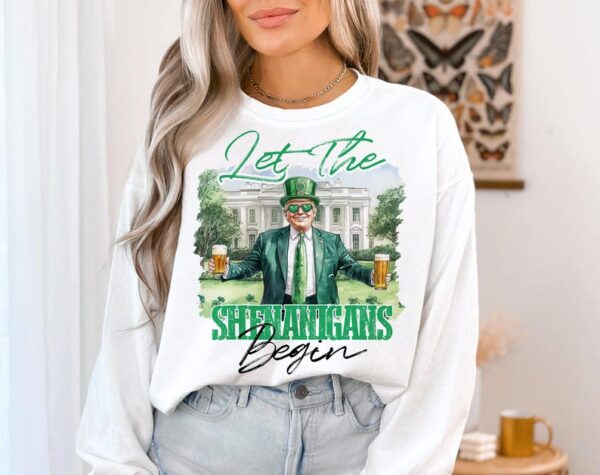 Let The Shenanigans Begin png, St Patricks Day png, Funny Trump png, Trump St patricks png, Trump png, Shamrock png, Sublimation Designs - Image 2